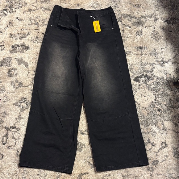 myoursa Denim - Women's Black Wide-Leg Jeans